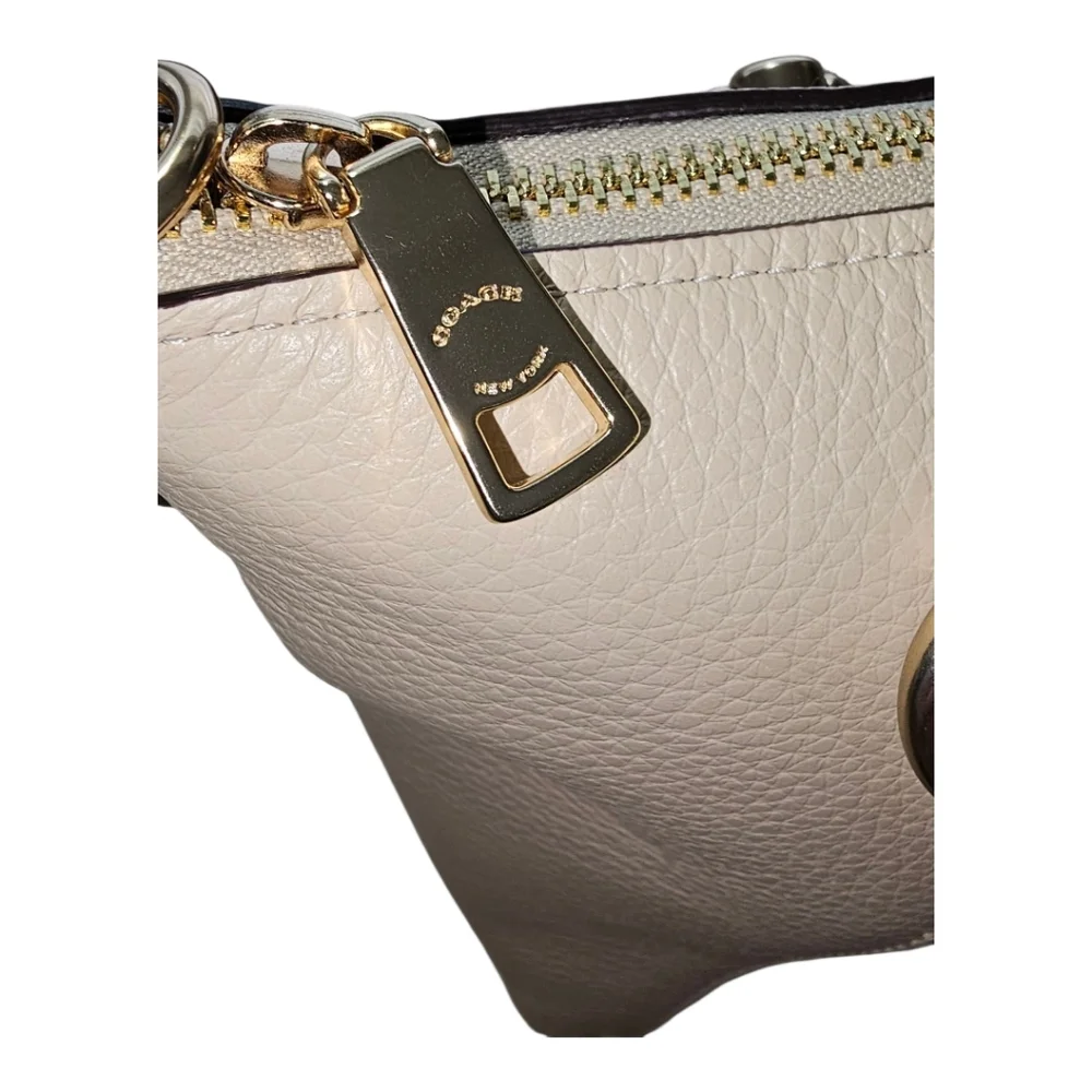 COACH Kacey Satchel/Crossbody Beige and Cream  with Faux Snake Skin  Handles - Picture 7 of 12